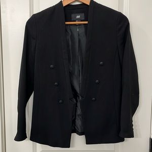 NWOT H&M Black Double-Breasted Blazer with Crest Buttons
